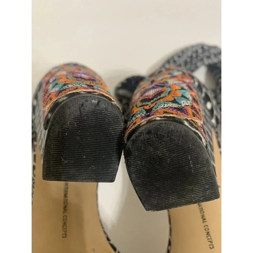 Trina‎ Turk x INC Kanata Ankle Wrap Embroidered Heel Sandals Sz 7